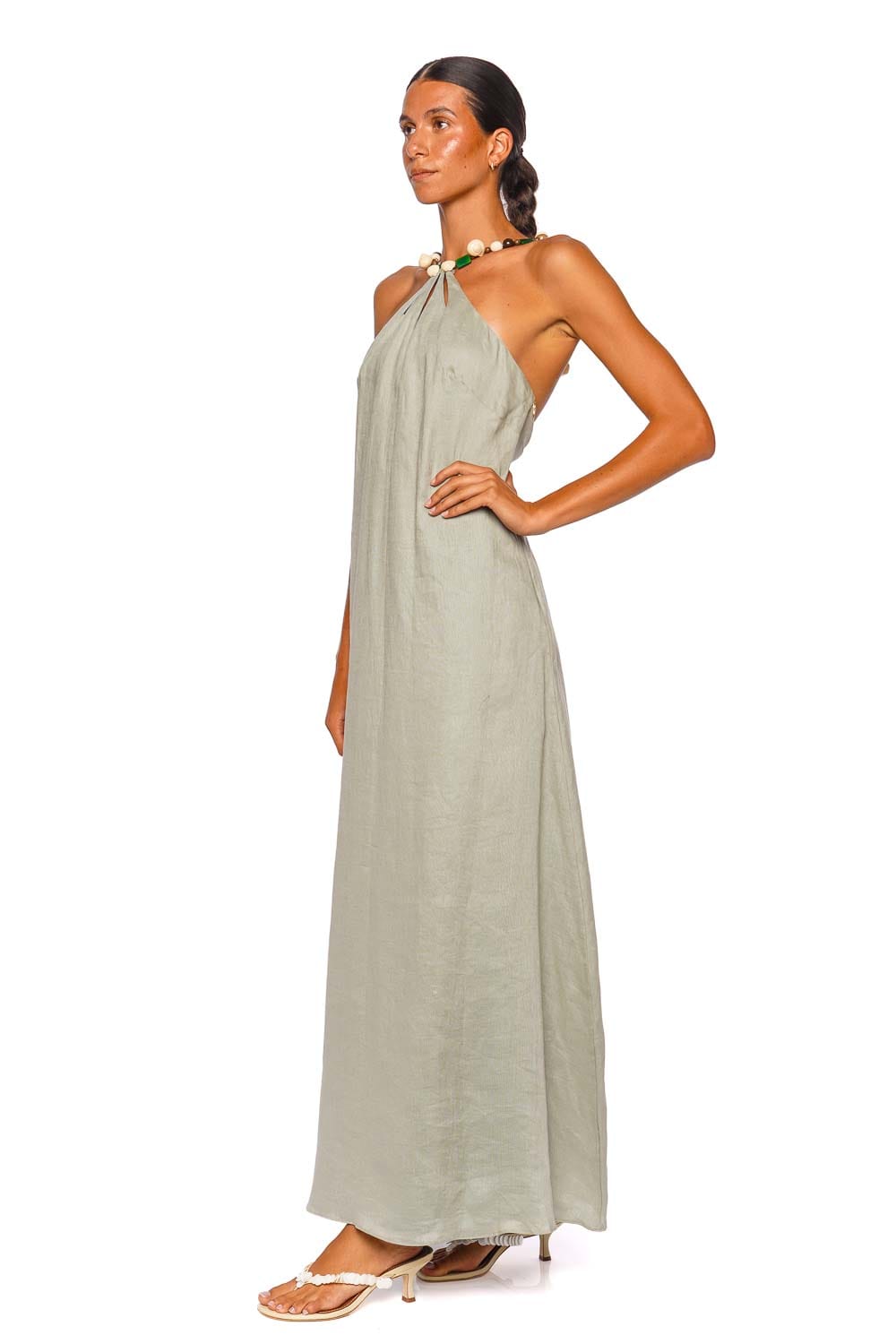 Azulu Dakota Seafoam Green Halter Maxi Dress
