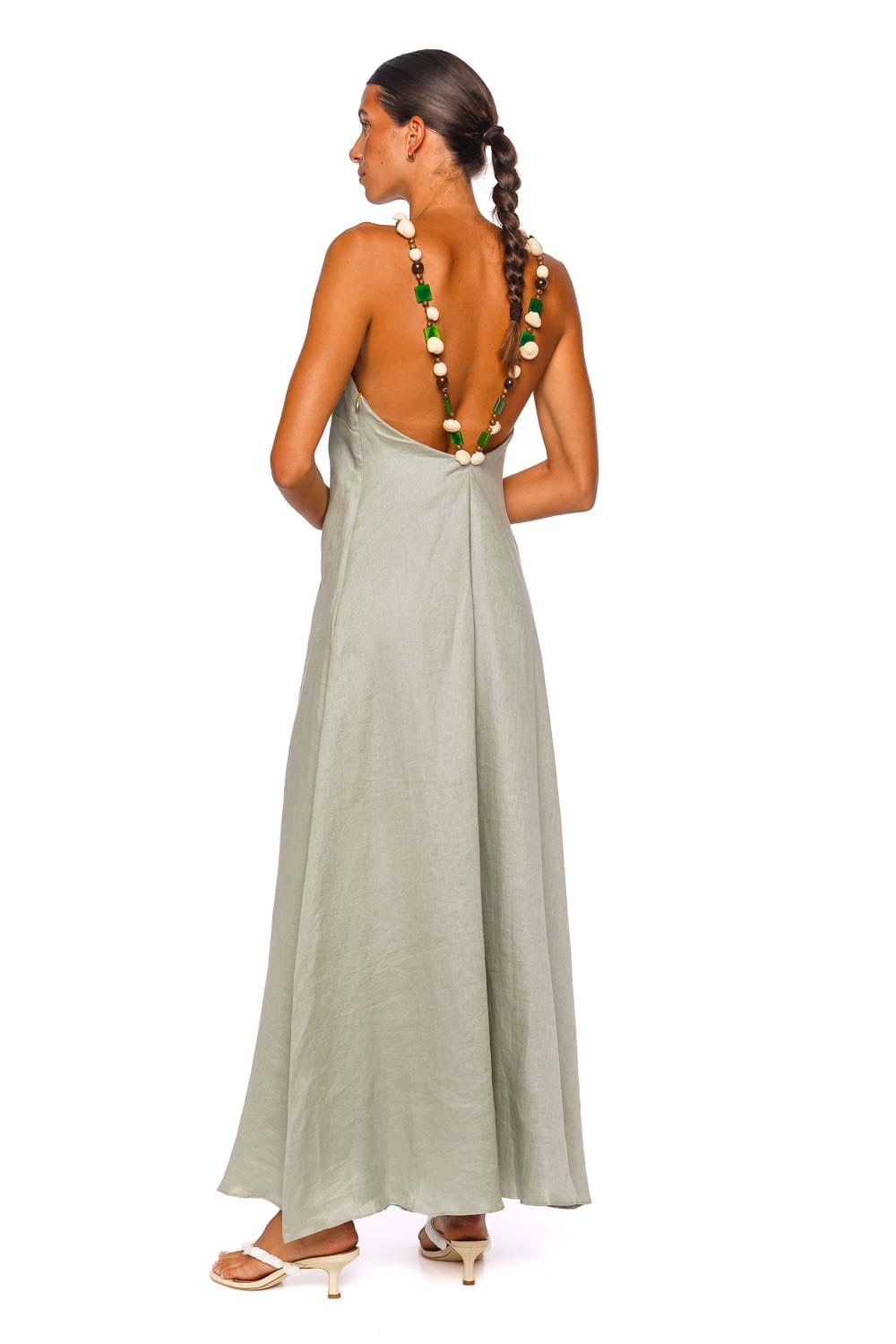 Azulu Dakota Seafoam Green Halter Maxi Dress