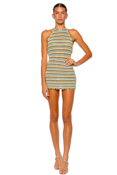 The Annie Striped Halter Knit Mini Dress