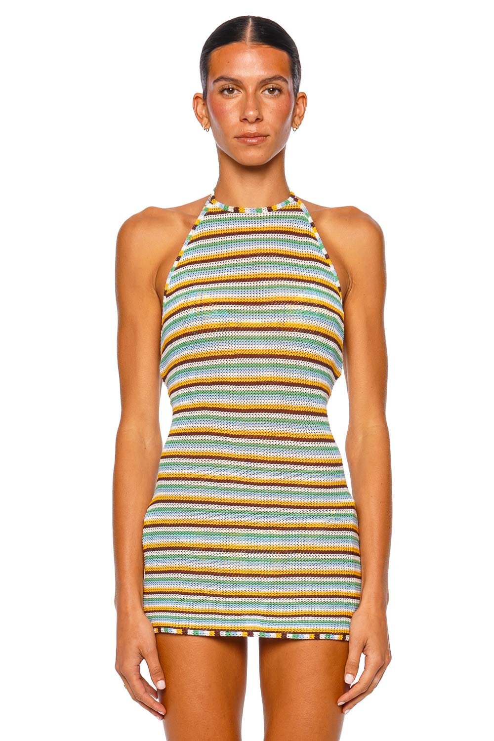The Annie Striped Halter Knit Mini Dress
