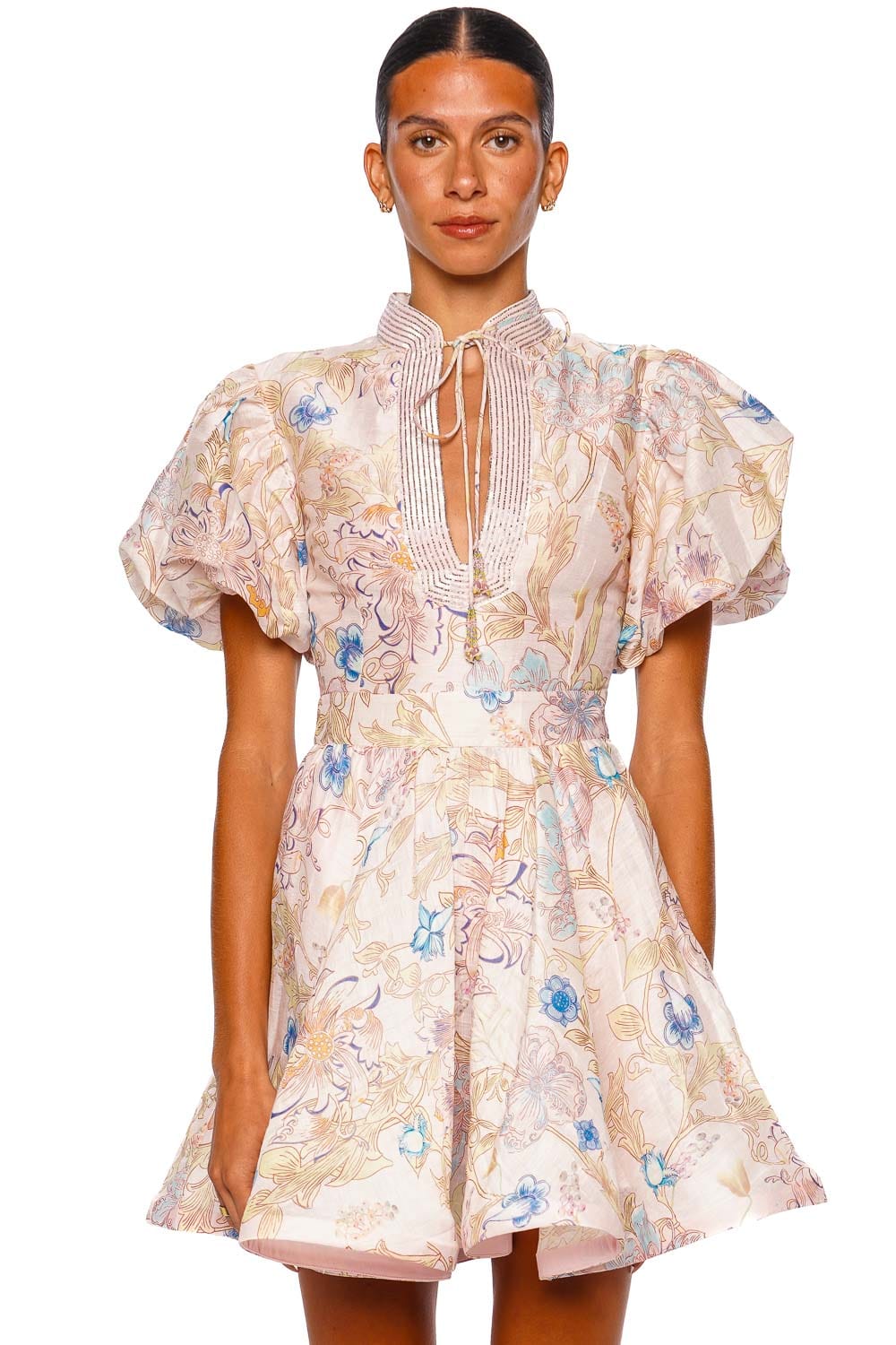 M*様 FLUTED GLITTER SHORT PUFF SLEEVE DRE Alysium Symphony Embellished Puff Sleeve Mini Dress