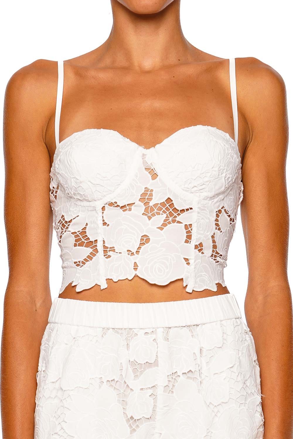 L'AGENCE Sonya Ivory Strappy Lace Bralette Top