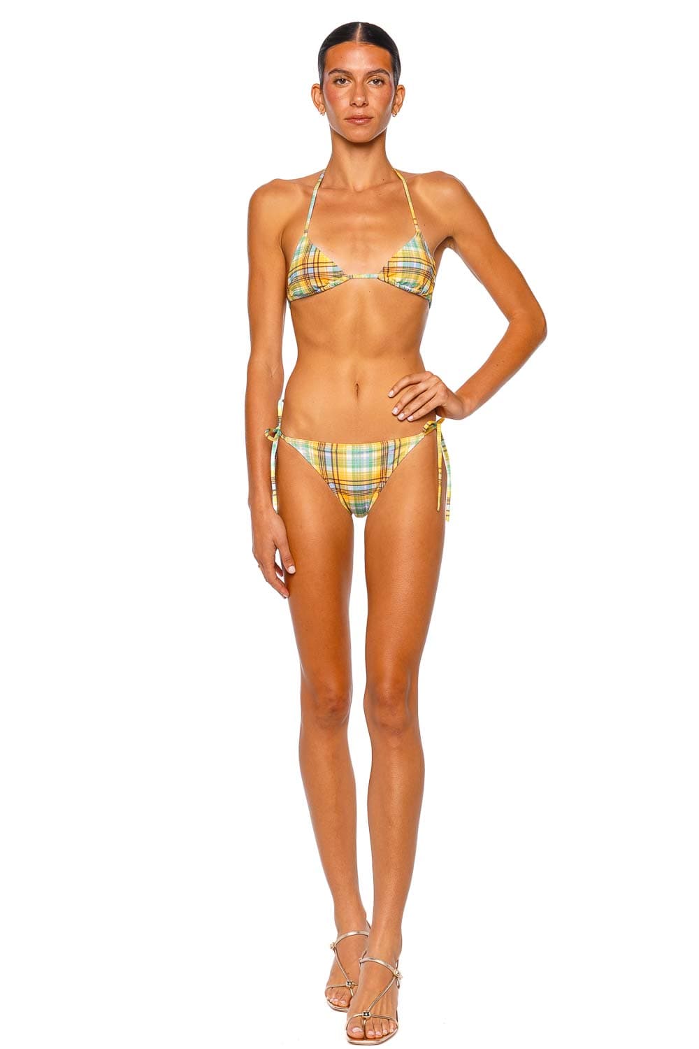 Solid & Striped The Iris Multi Plaid Triangle Bikini Top