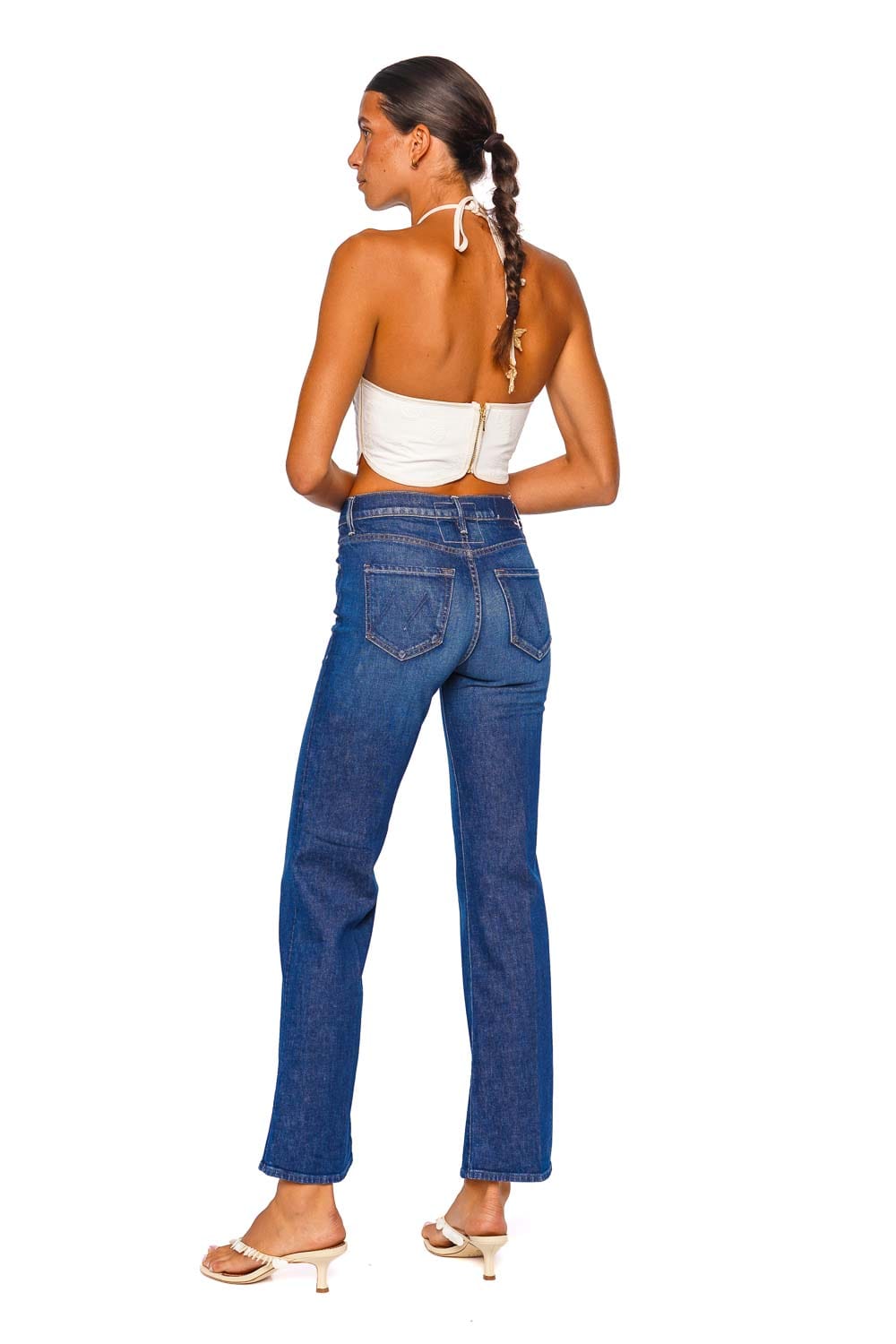 MOTHER Denim The Kick It Made In The Shade Blue High Rise Kick Flare Jeans