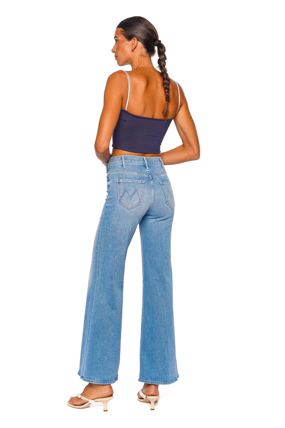 MOTHER Denim The Hustler Roller Sneak Wide Leg Jeans Room Service Wash