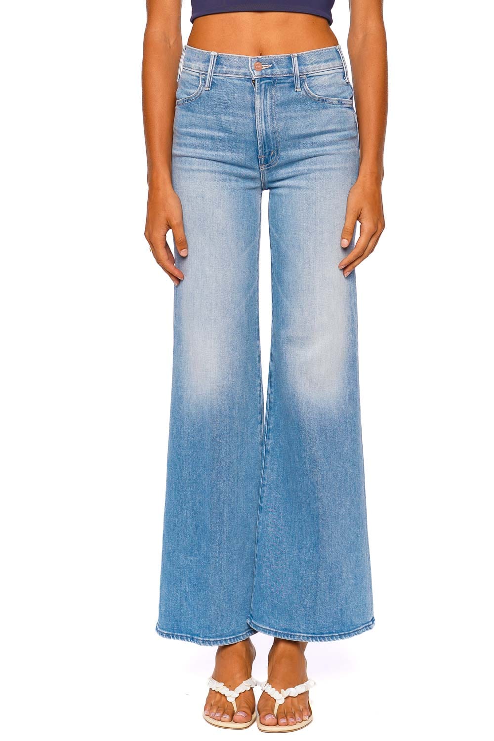 MOTHER Denim The Hustler Roller Sneak Wide Leg Jeans Room Service Wash