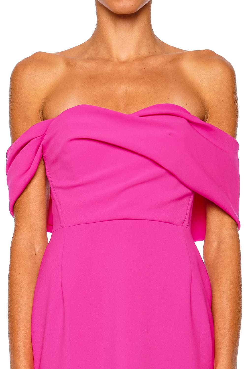 Carolina Herrera Sofia Hot Pink Off Shoulder Column Gown
