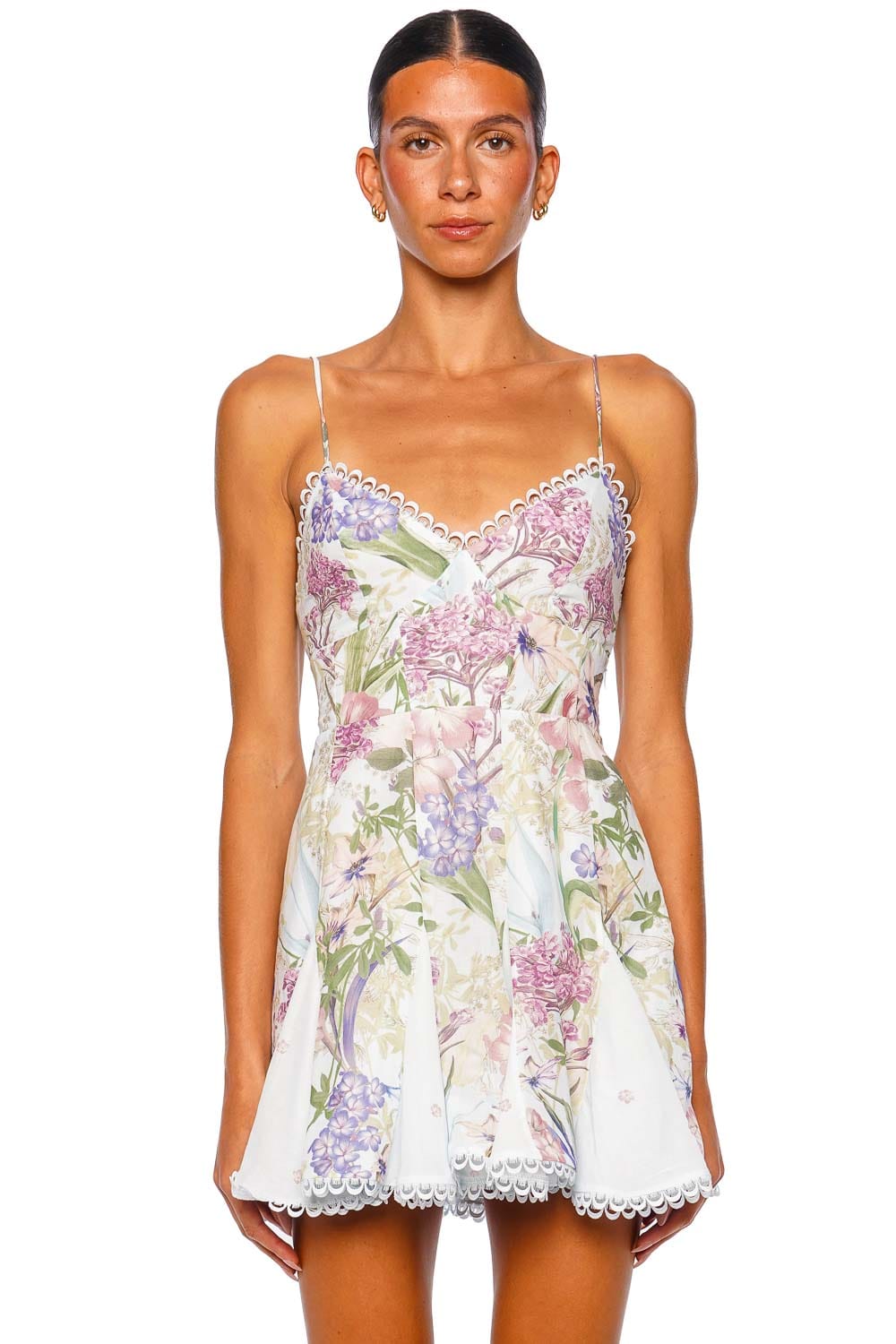 CHARO RUIZ IBIZA Marlene Blue Botanic Floral Mini Dress with Spaghetti Straps