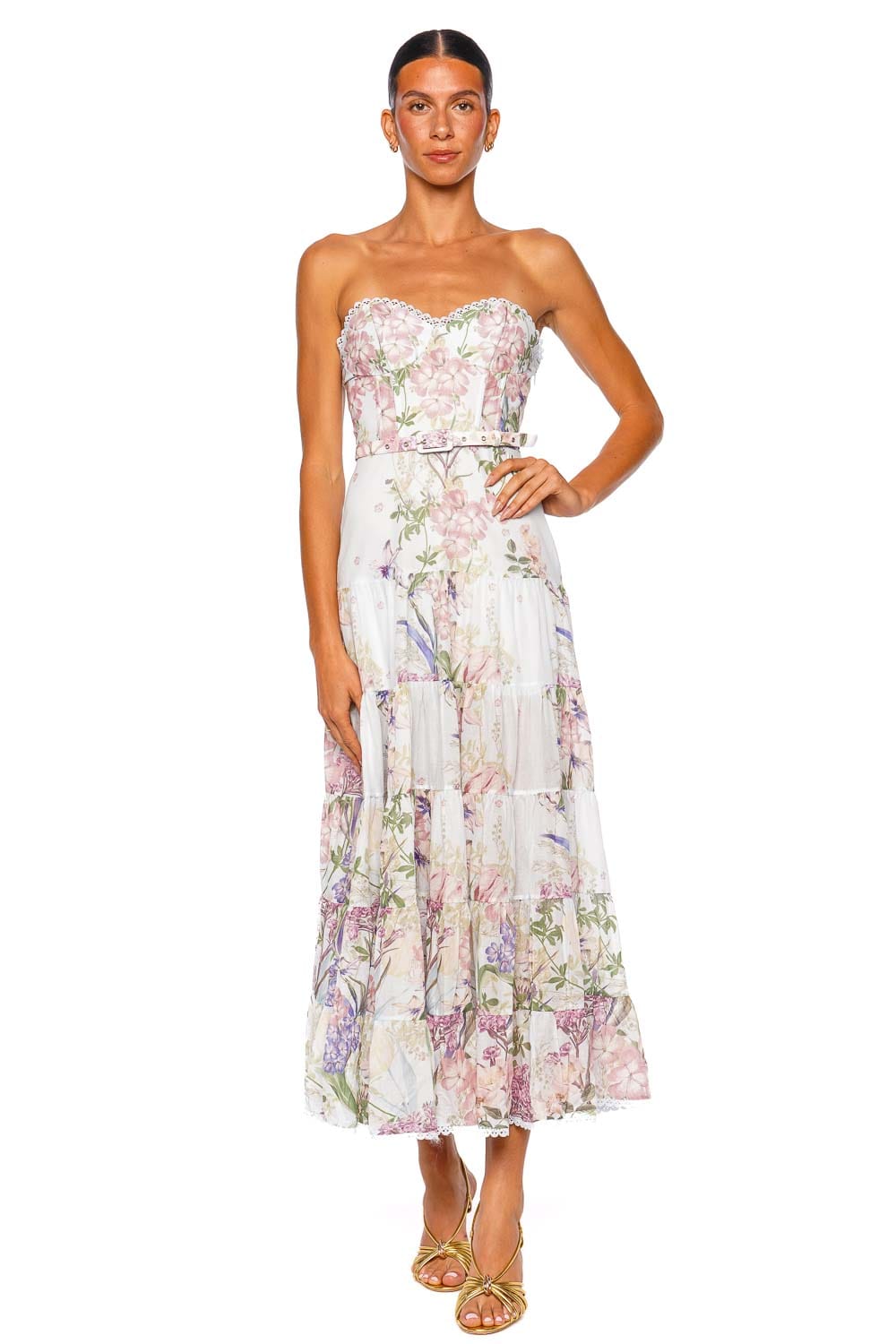 CHARO RUIZ IBIZA Danny Blue Botanic Strapless Long Dress