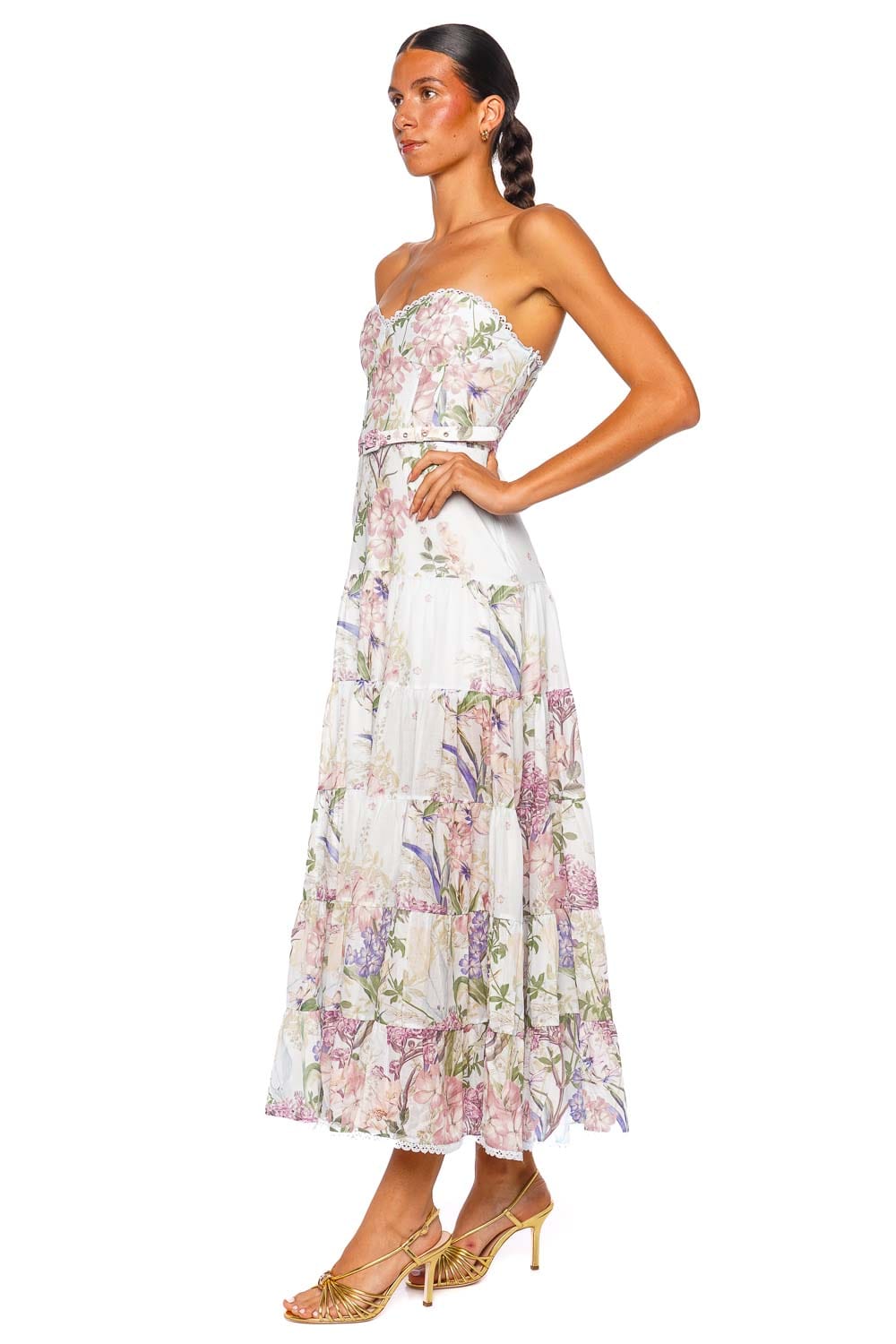 CHARO RUIZ IBIZA Danny Blue Botanic Strapless Long Dress