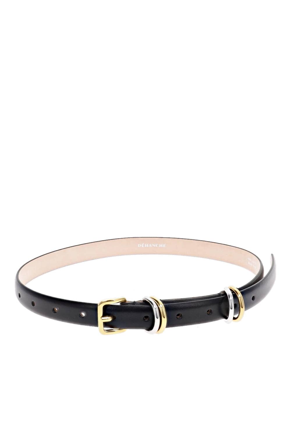 Déhanche Constance Mixed Metal Black Leather Belt