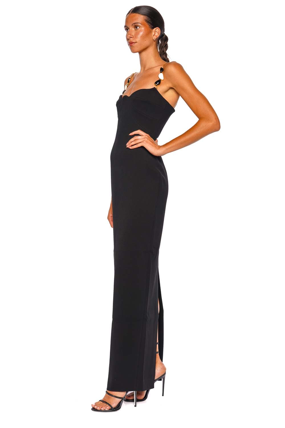 Rachel Gilbert Riccardo Black Strappy Column Gown