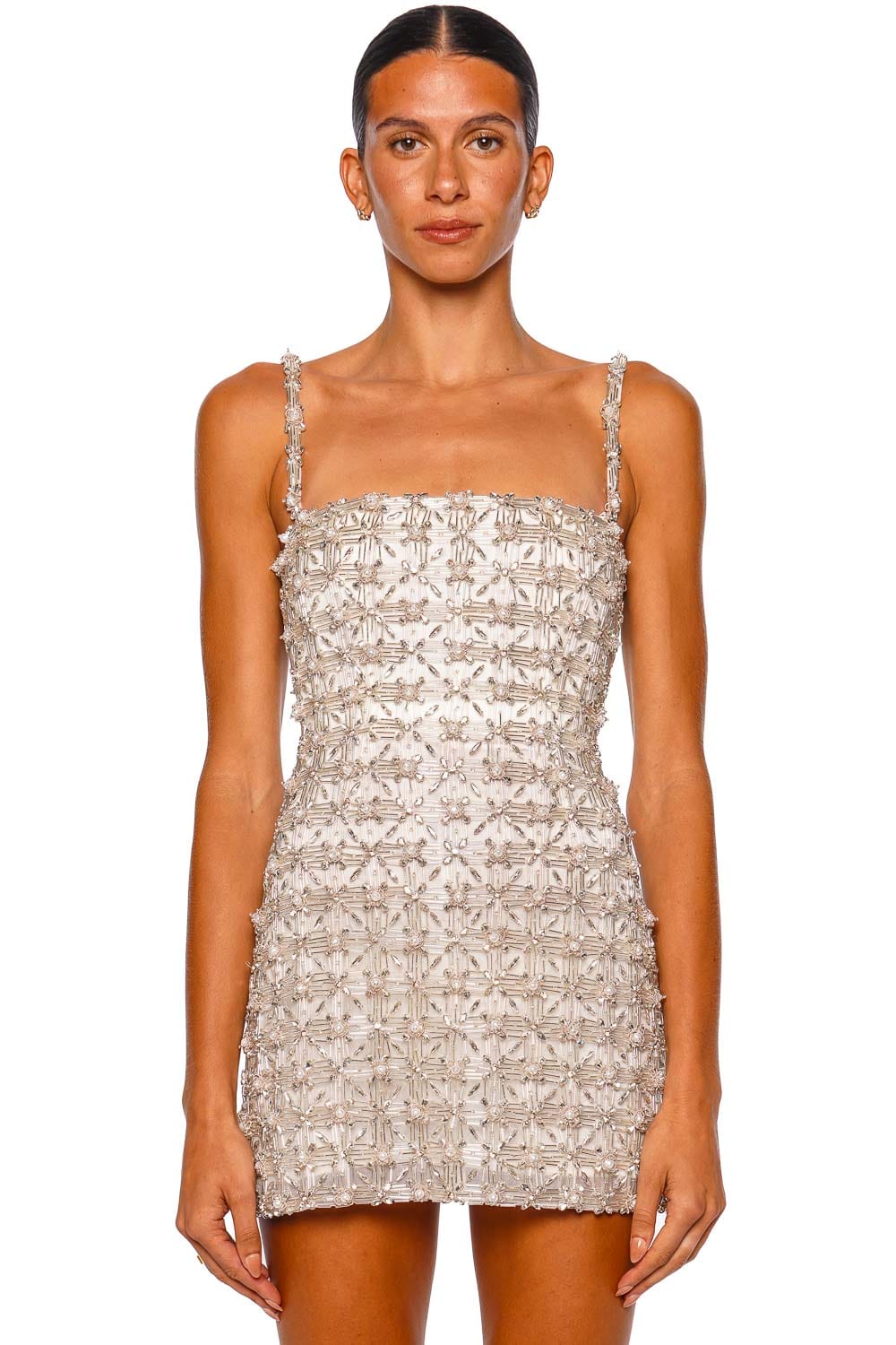 Rachel Gilbert Austin Silver Strappy Mini Dress