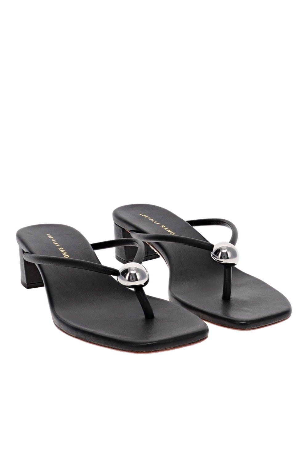 Loeffler Randall Odessa Black Heeled Mule Sandals with Hardware Detail