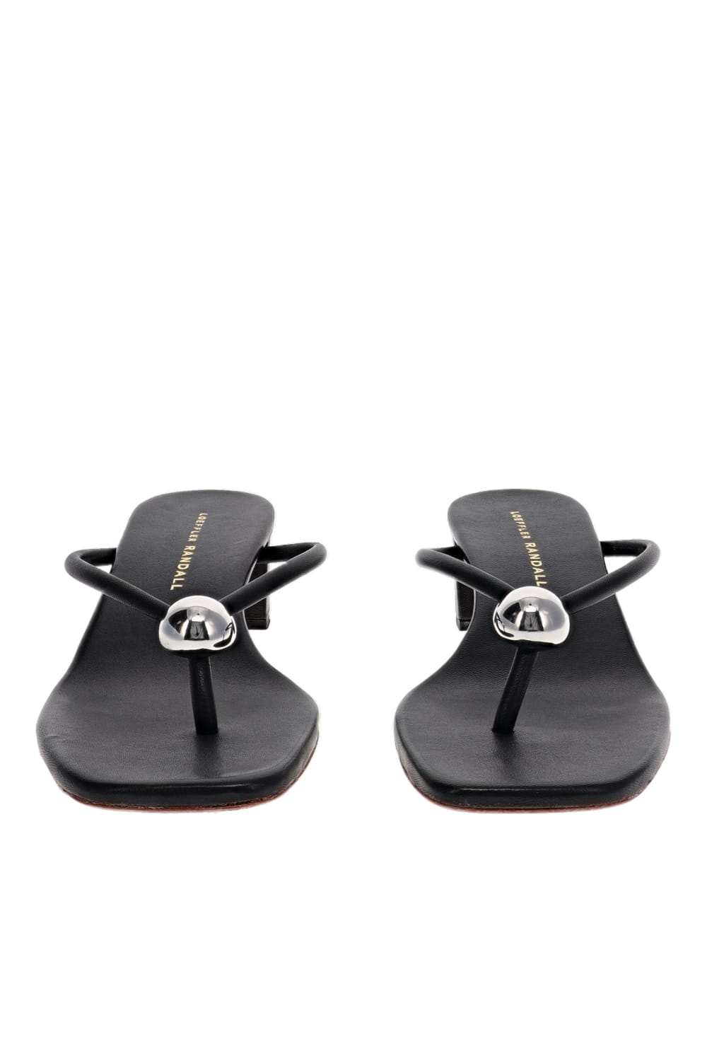 Loeffler Randall Odessa Black Heeled Mule Sandals with Hardware Detail