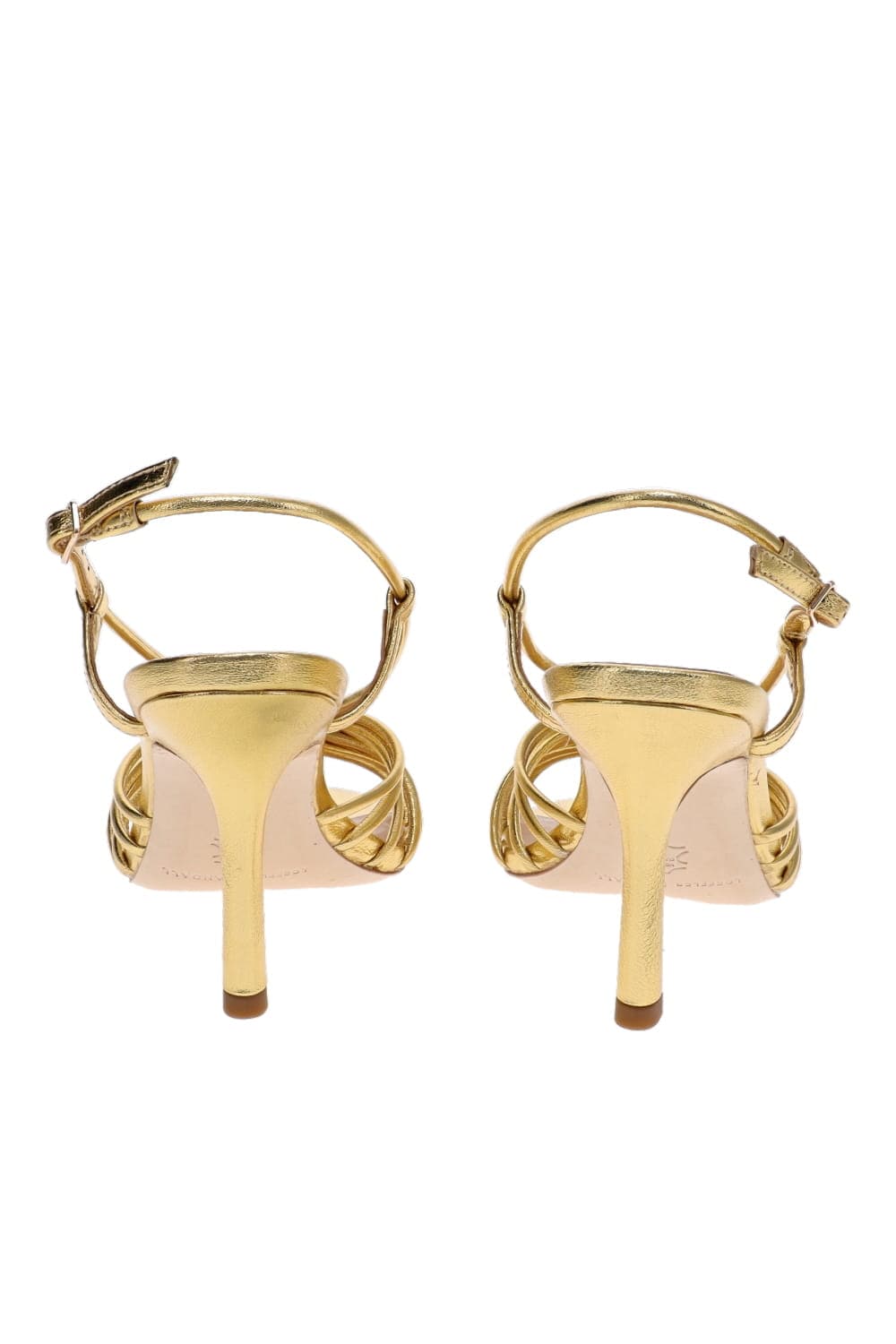 Loeffler Randall Mareka Gold Strappy Heel Sandal with Hardware Detail