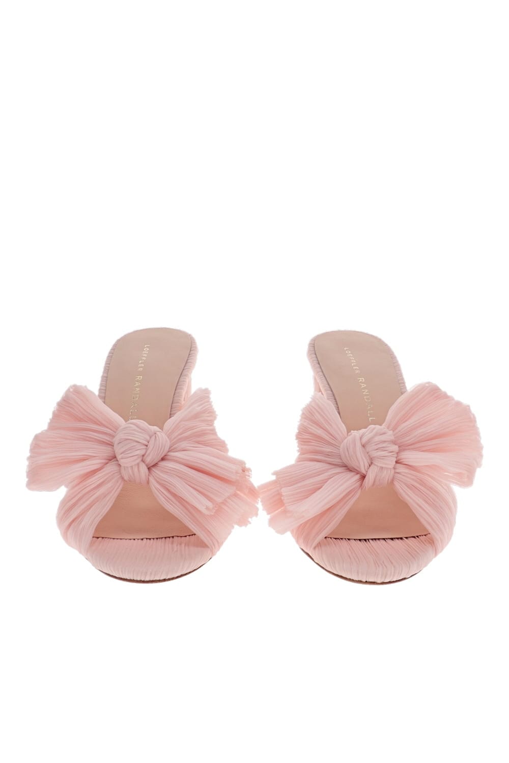Loeffler Randall Penny Pleated Bow Block Heel Mule Pale Pink