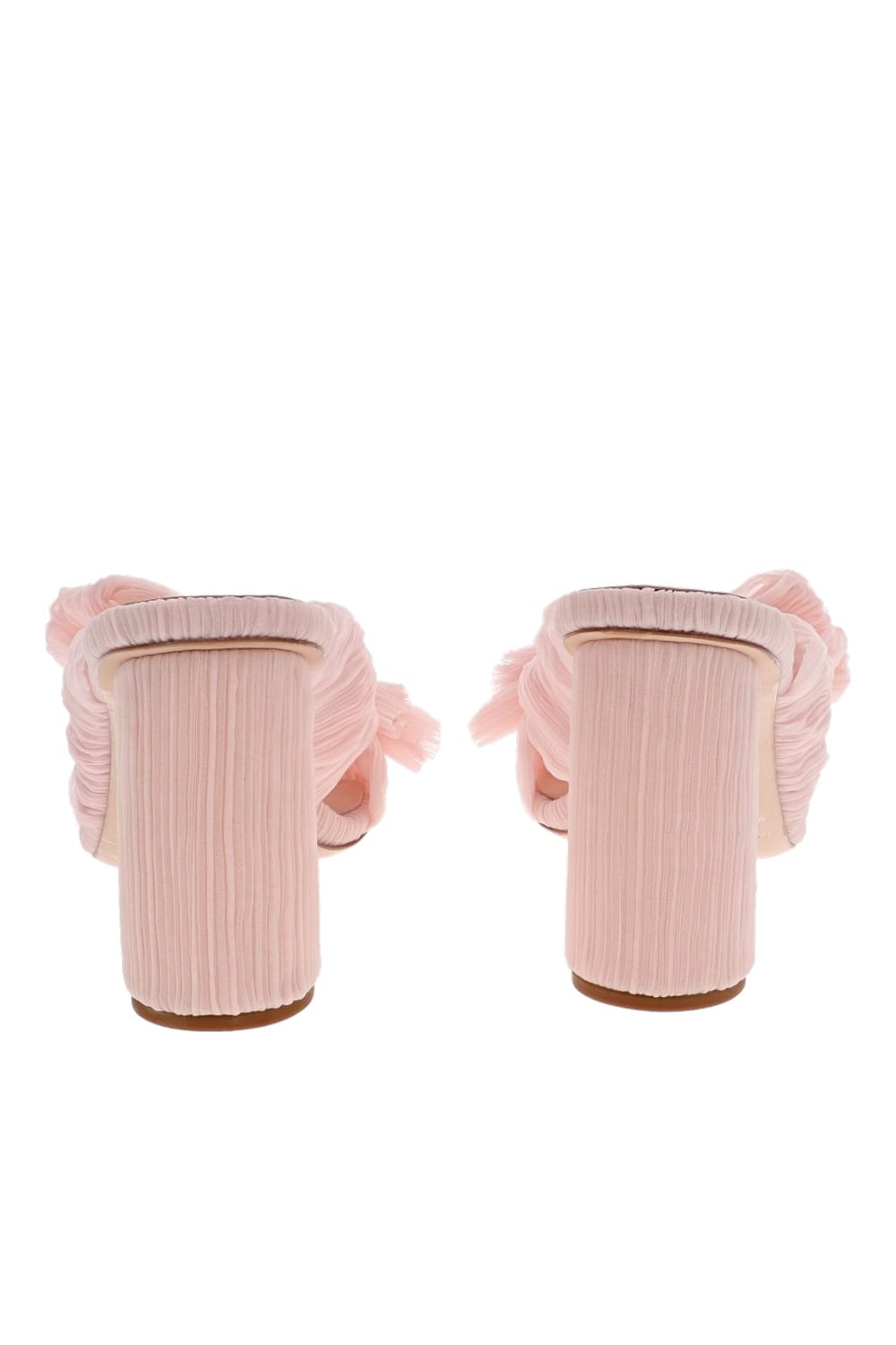 Loeffler Randall Penny Pleated Bow Block Heel Mule Pale Pink