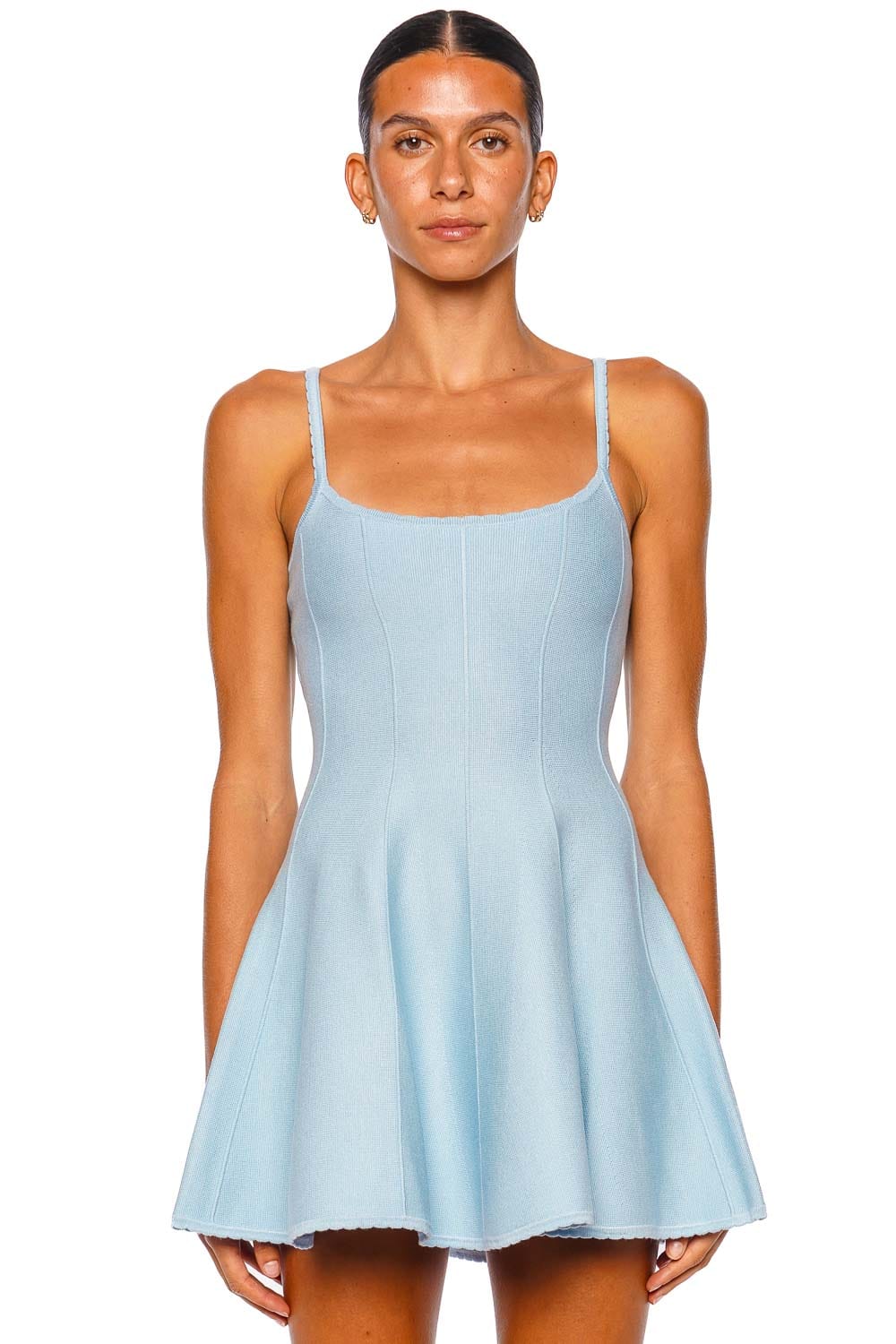 Fleur Du Mal Corset Knit Sea Blue Strappy Mini Dress
