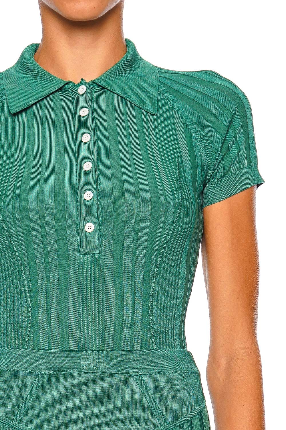 Lucky Ribbed Knit Polo Bodysuit