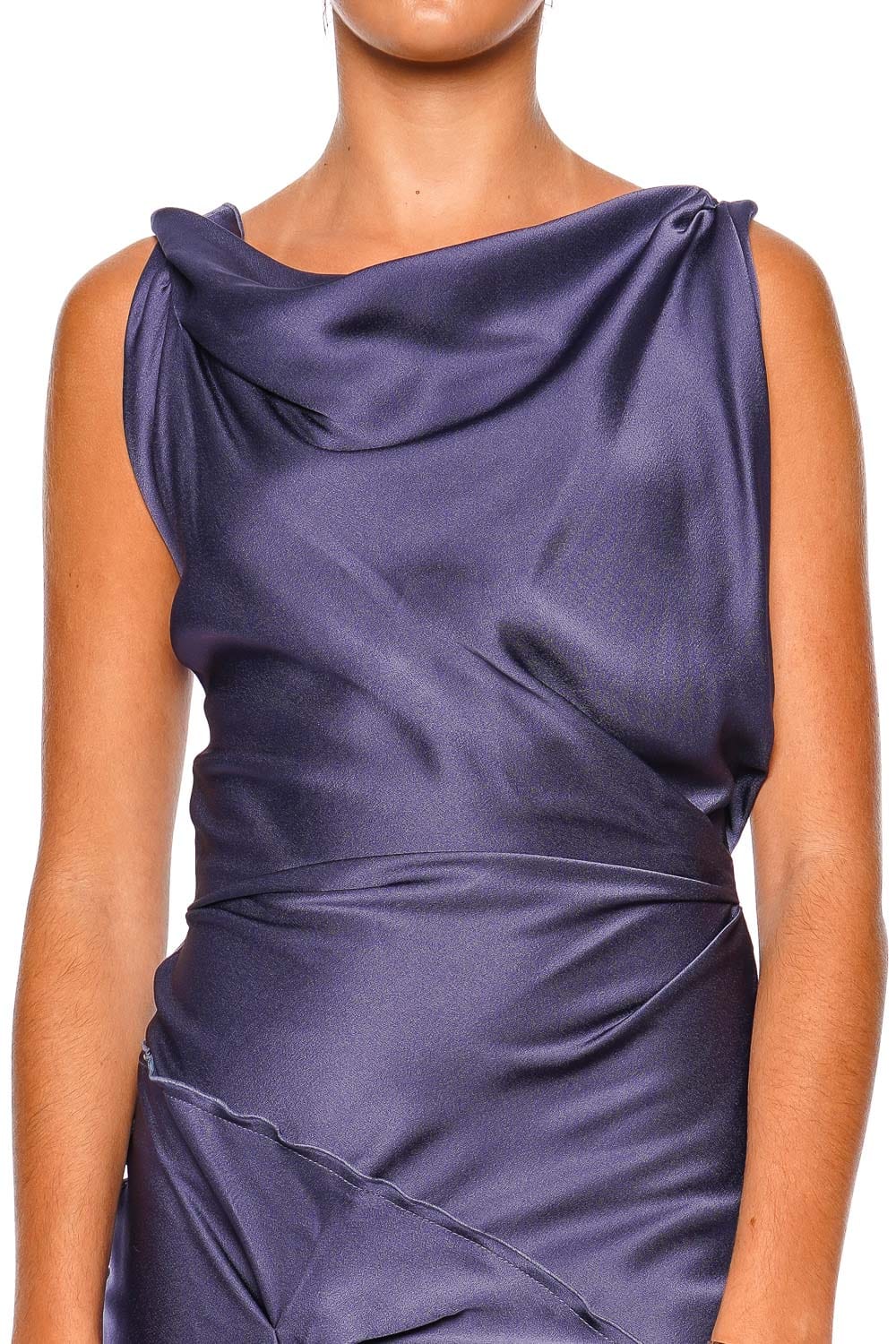 Victoria Beckham Posy Eclipse Sleeveless Asymmetrical Midi Dress