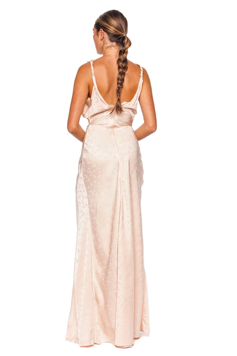 Posy Blossom Jacquard Asymmetric Drape Gown