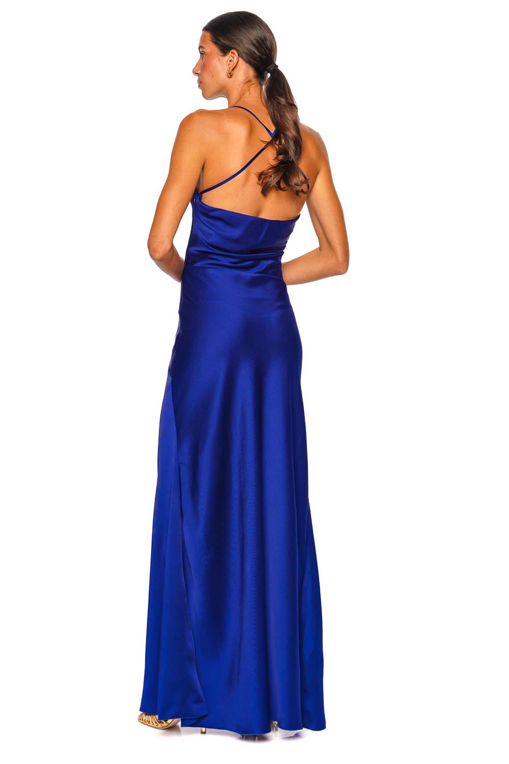 Victoria Beckham Draped Cami Gown Bright Indigo Strappy Maxi Dress