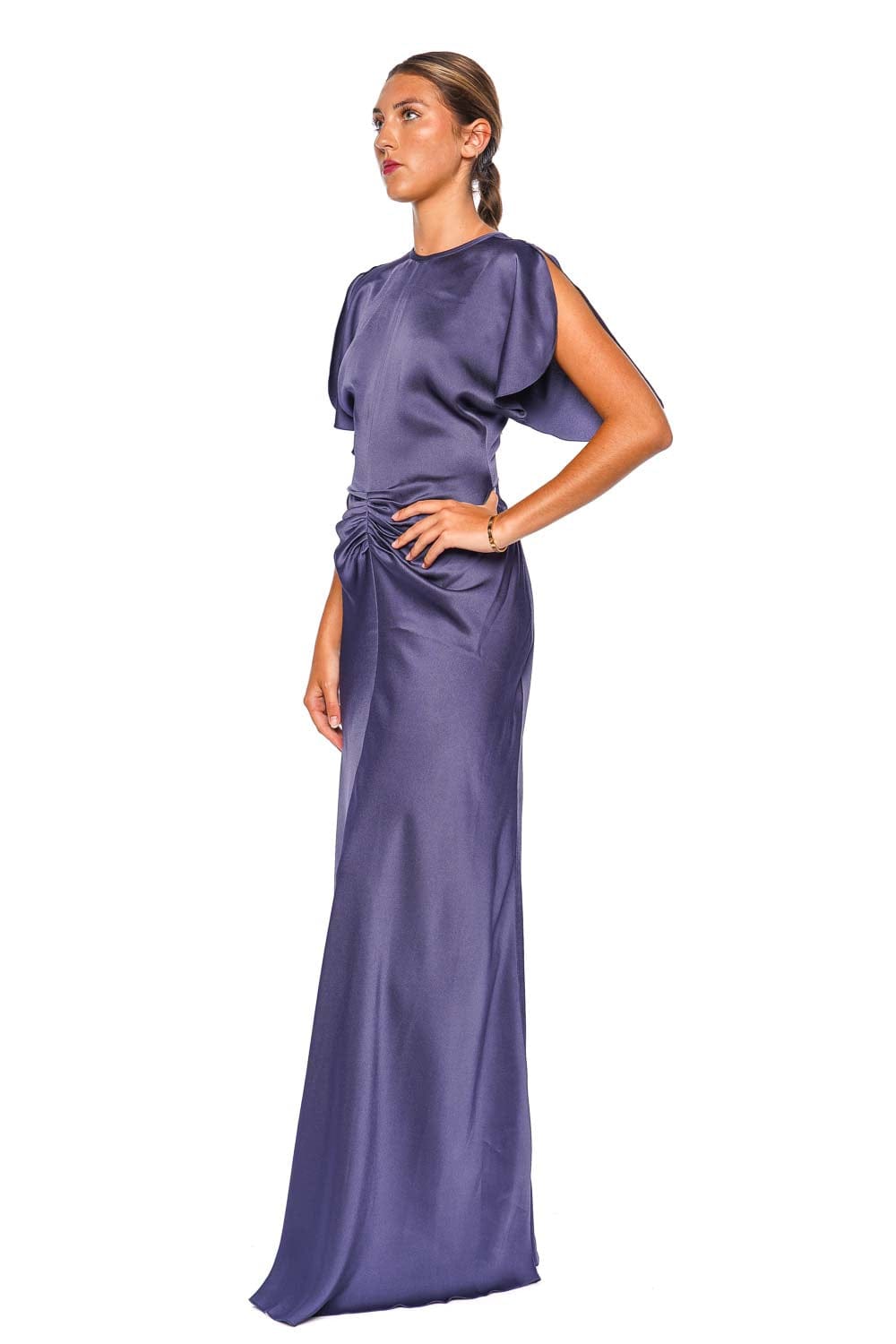 Victoria Beckham Isabella Eclipse Short Sleeve Ruched Gown