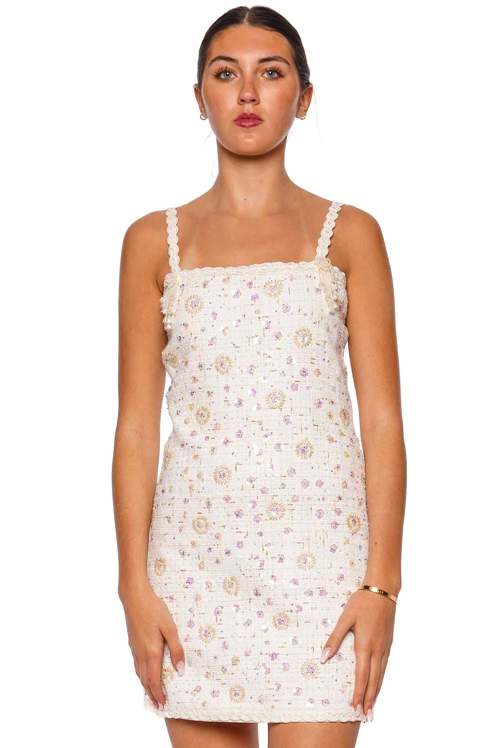 Waimari CAMILLE White Embellished Mini Dress