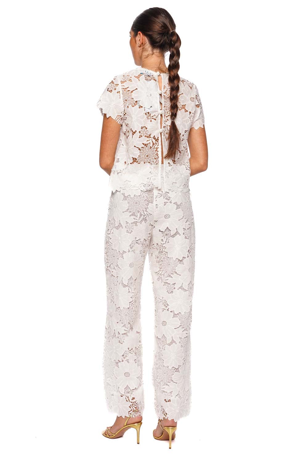 Waimari Solange White Lace Wide-Leg Pants