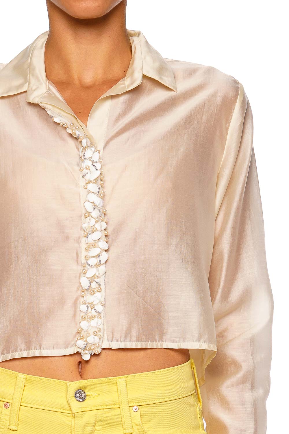 Waimari Mojave Shell Embellished Button Down Blouse