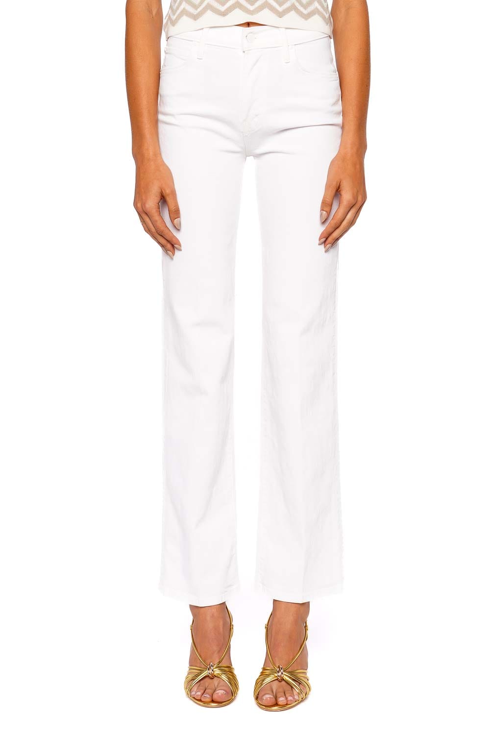 MOTHER Denim The Kick It White High-Rise Straight Leg Jeans