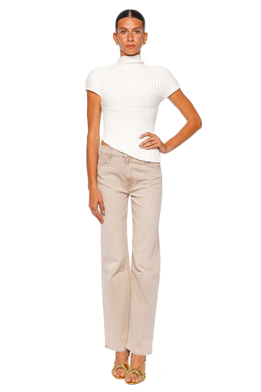 MOTHER Denim The Dodger Sneak Caramel Straight Leg Jeans