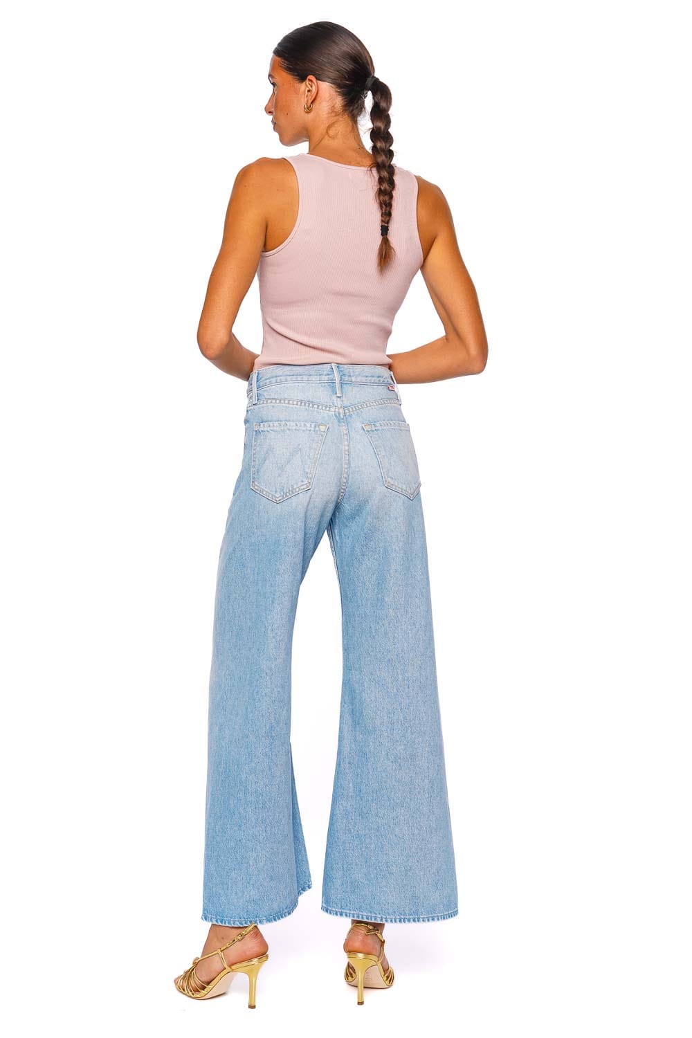 MOTHER Denim The Lemon Twist Sneak Munchies Light Wash Wide Leg Jeans