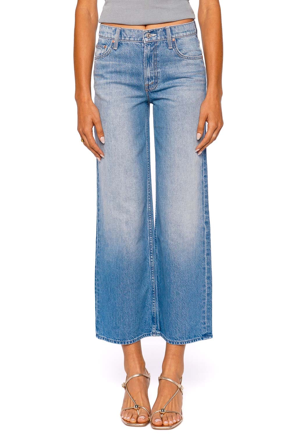 MOTHER Denim Lil Rerun Zip Sneak Wide Leg Jean