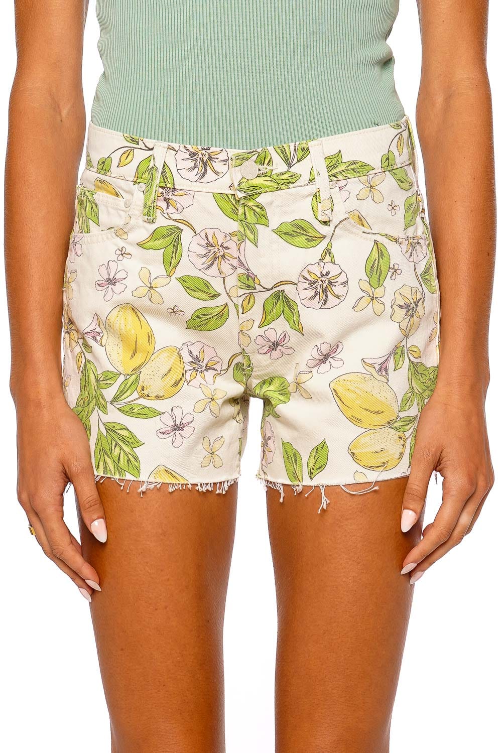 MOTHER Denim The Dodger Lemonade Stand Frayed Denim Short