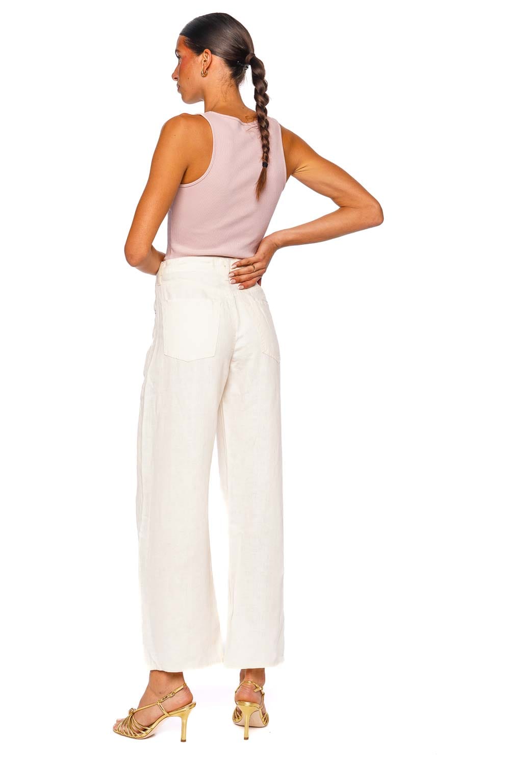 Citizens of Humanity Brynn Vanilla Linen Wide Leg Drawstring Trouser