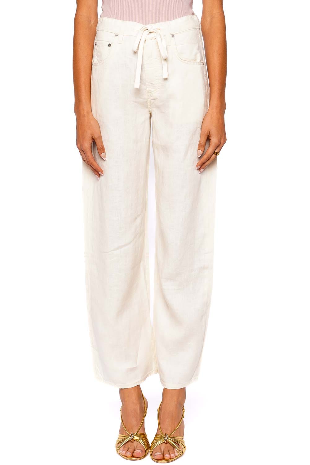 Citizens of Humanity Brynn Vanilla Linen Wide Leg Drawstring Trouser