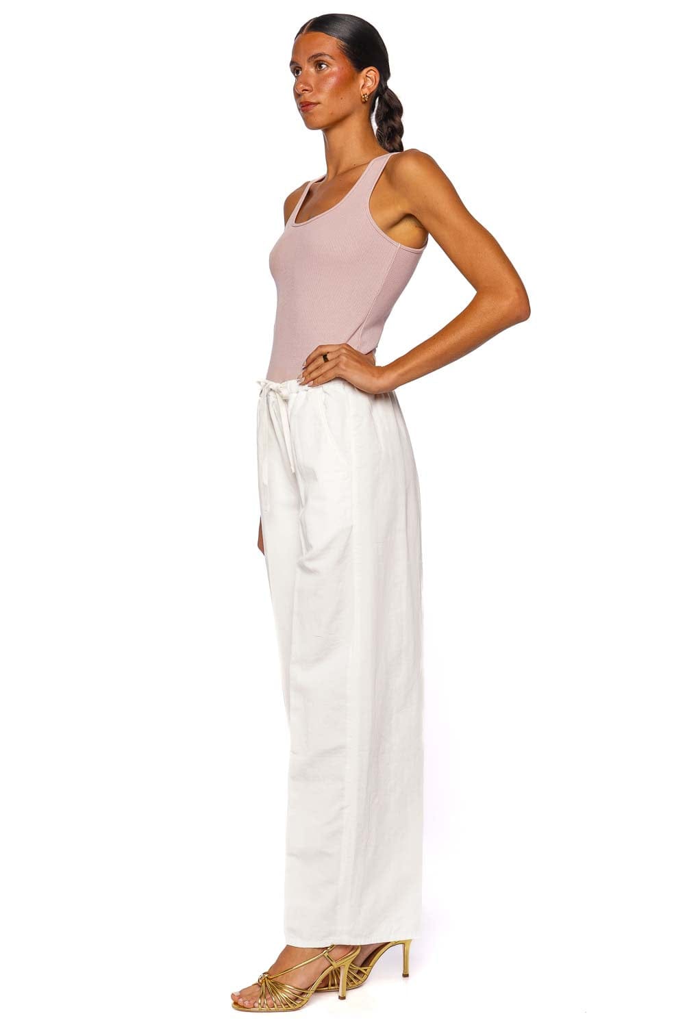 Citizens of Humanity Aurora Cream Wide Leg Pull On Pant