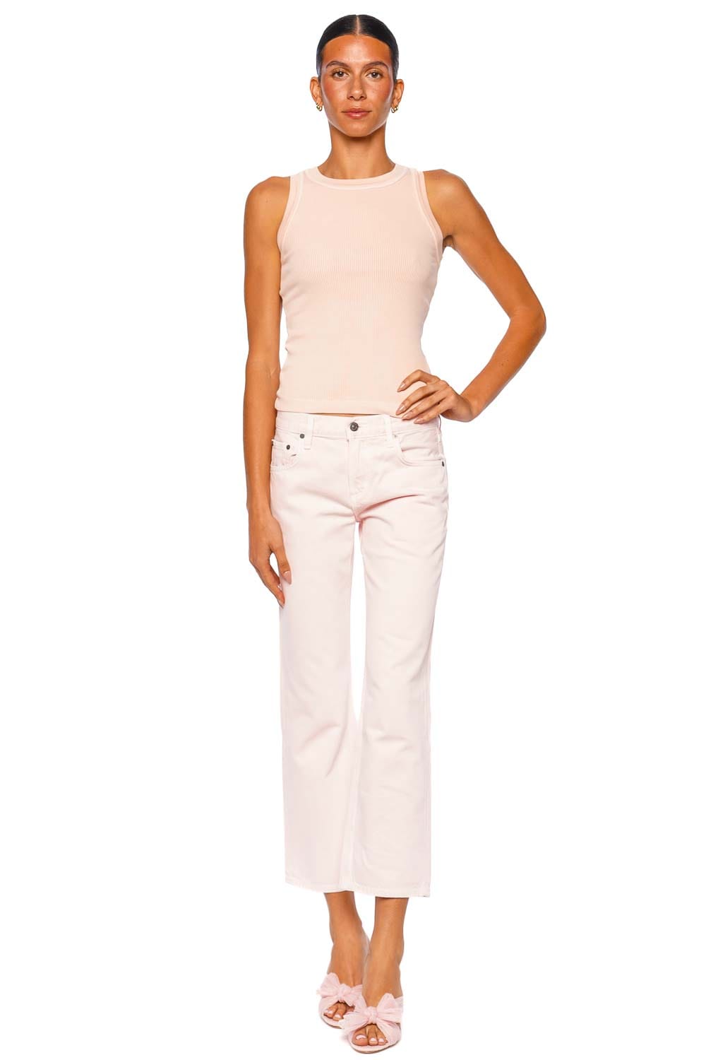 Citizens of Humanity Isabel Ribbed Melon Crème Sleeveless Tank Top
