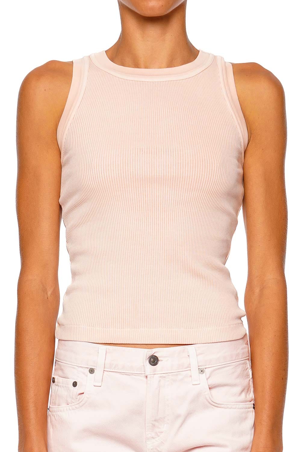 Citizens of Humanity Isabel Ribbed Melon Crème Sleeveless Tank Top