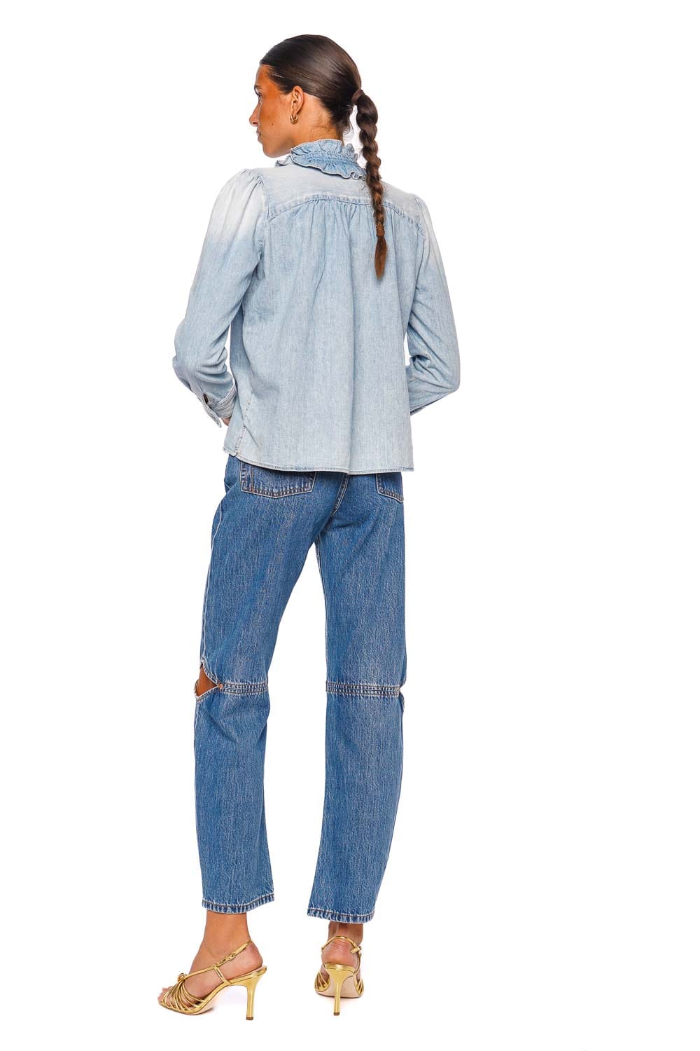 Calista Frilled Collar Denim Shirt