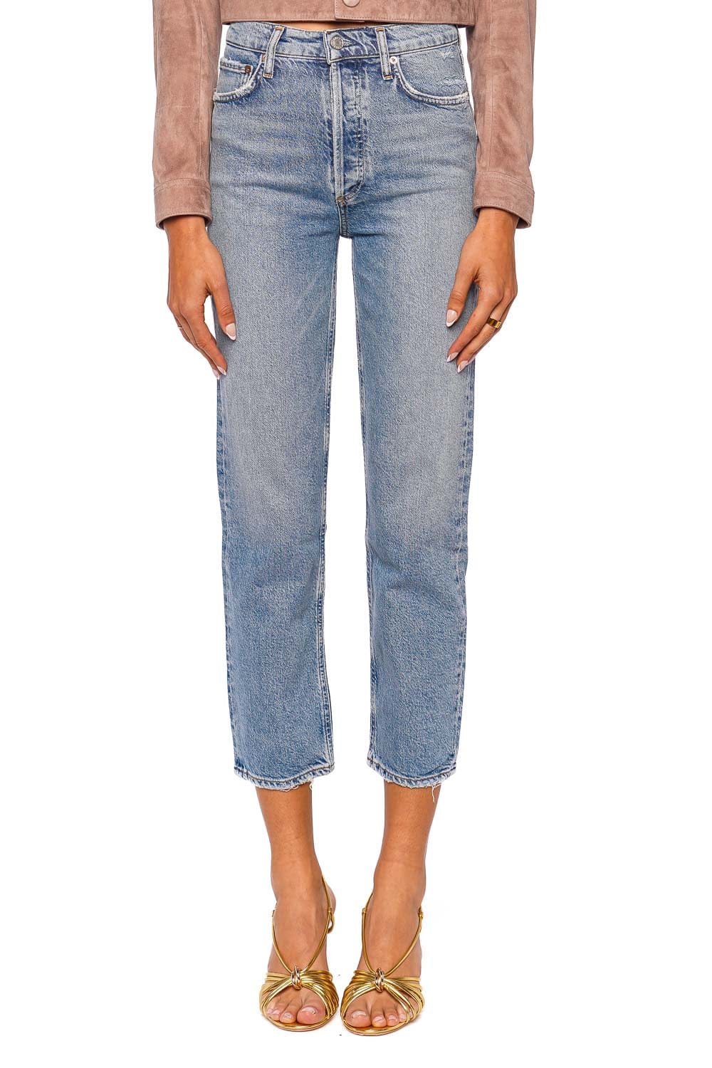 AGOLDE 90's Pinch Waist Crop Jean High Rise Straight Light Wash