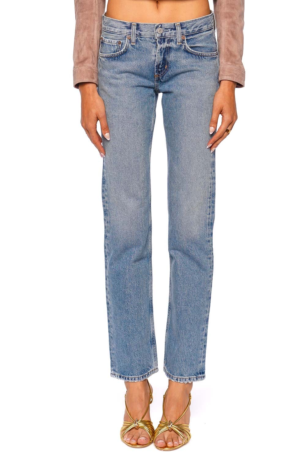 AGOLDE Low Rise Slim Straight Leg Jean Light Wash