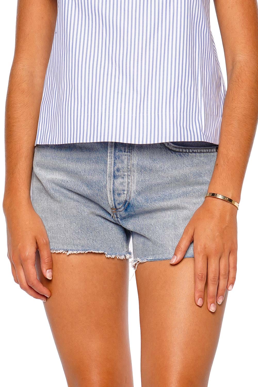 AGOLDE Parker Short Light Wash Denim Cutoff Shorts