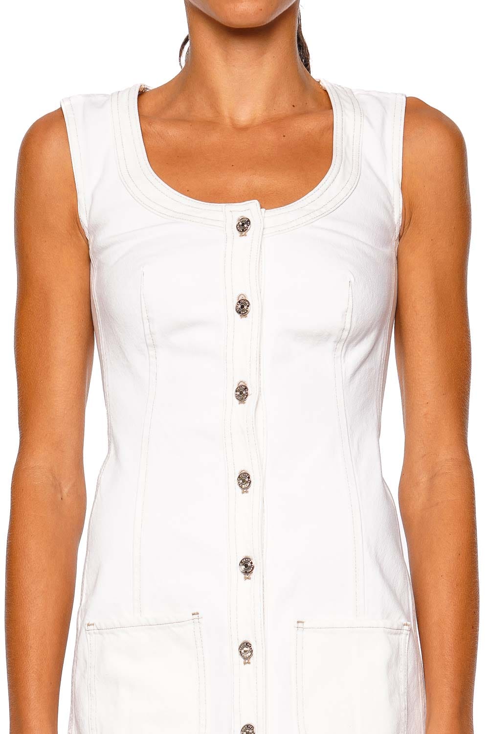 FRAME The Patch Pocket Dress Natural Sleeveless Mini Dress