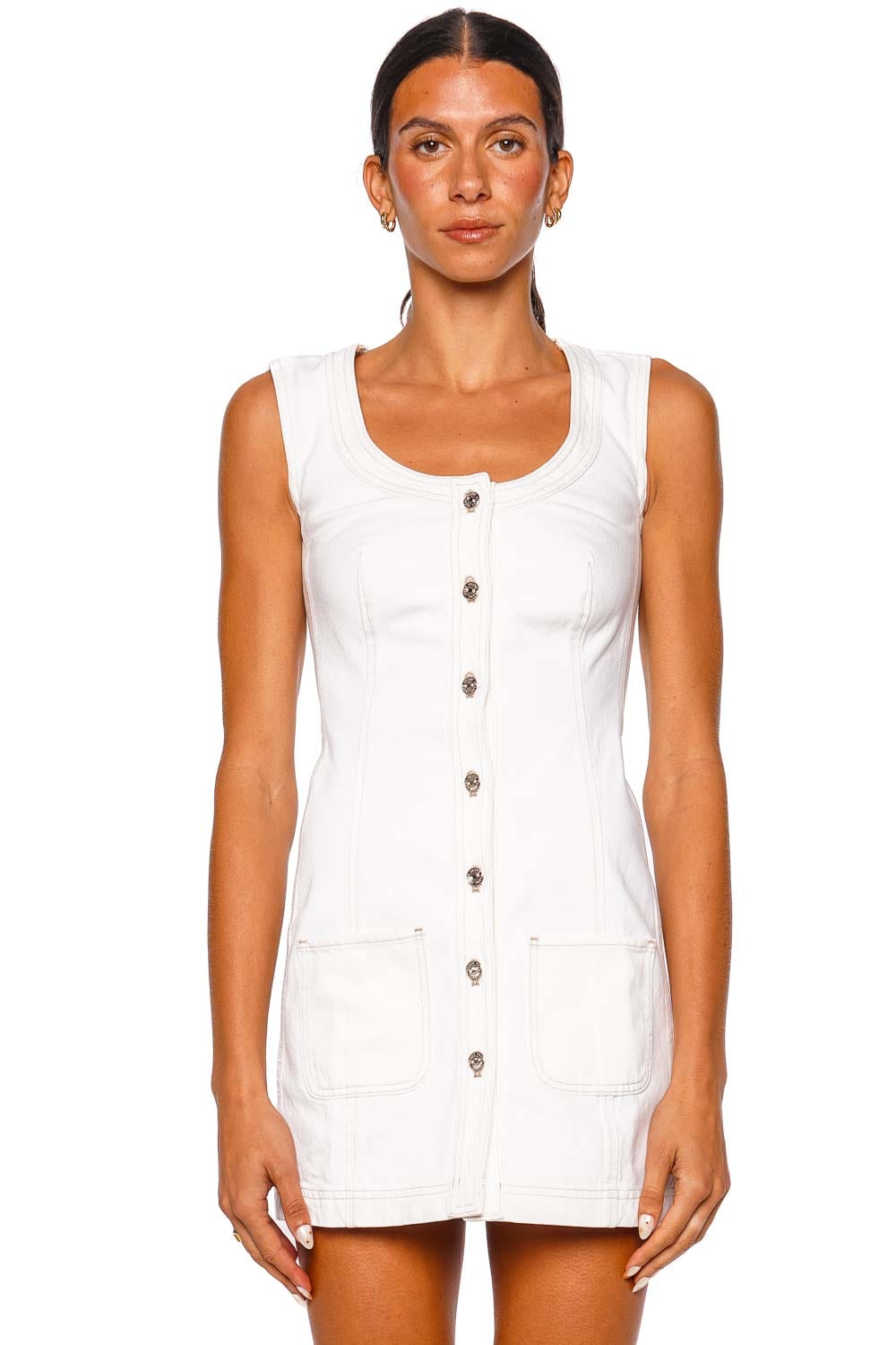 FRAME The Patch Pocket Dress Natural Sleeveless Mini Dress