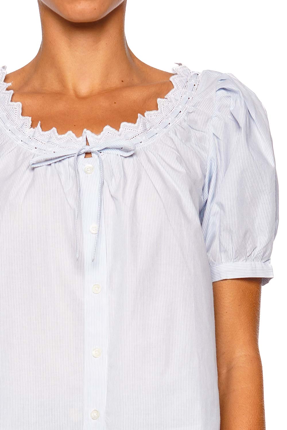 FRAME The Serene Top Short Sleeve Powder Blue Blouse