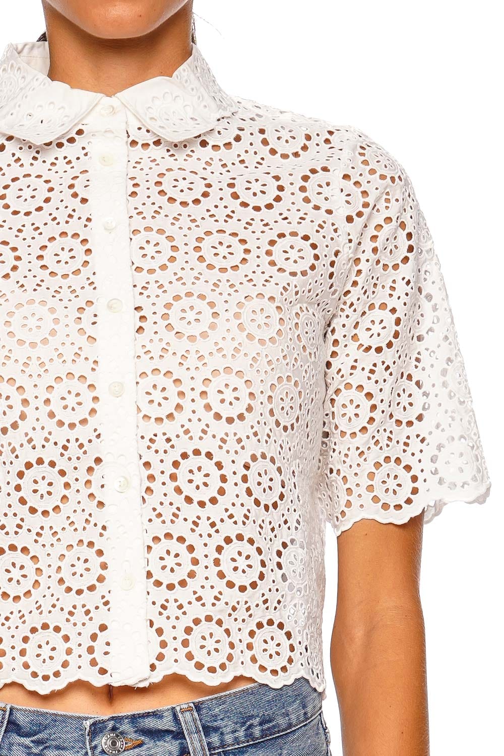 The Petal White Eyelet Cotton Shirt