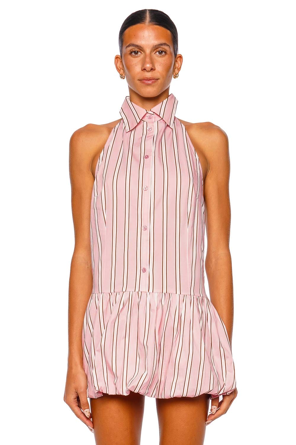 Ser.o.ya Anastacia Pink Striped Halter Mini Dress Ser.o.ya Anastacia Pink Striped Halter Mini Dress